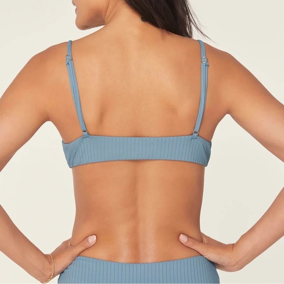 Andie - Blue Molokai Ribbed Bikini Top - Picture 2 of 6